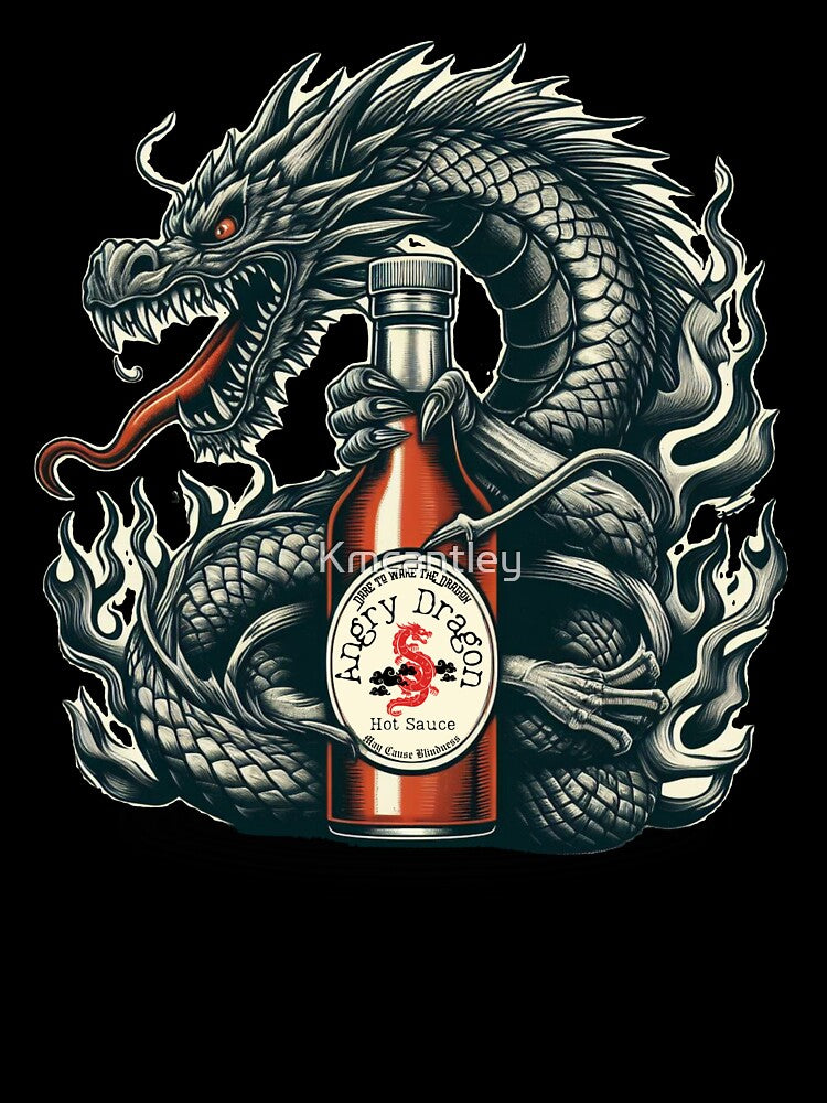 Angry Dragon Guarding Hot Sauce | Spicy Dragon Illustration by Kmcantley