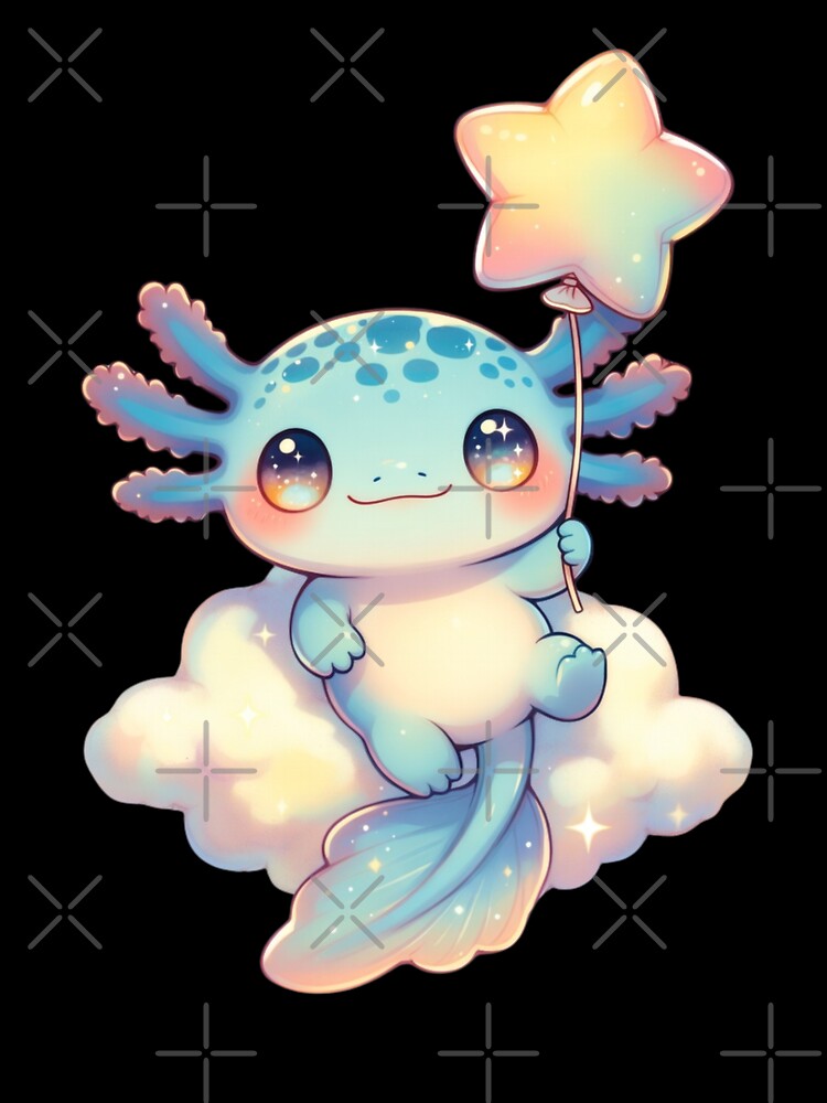 Kawaii Baby Axolotl Cloud Magic Star Balloon Cute Animal by GrumpySableye