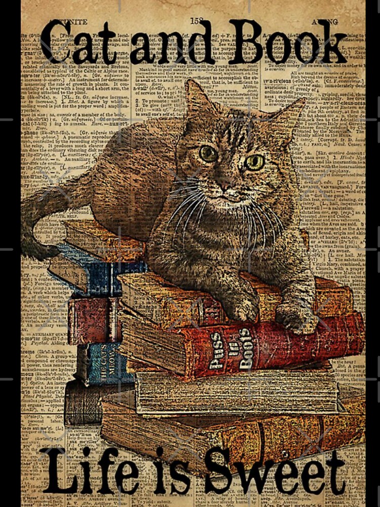 Cat and book life is sweet by NanLeArt