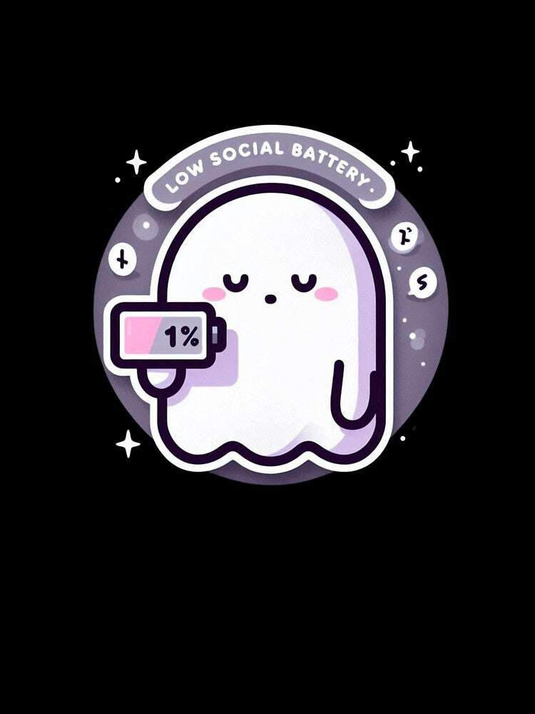Low Social Battery Ghost – Cute Introvert Aesthetic by Low Battery Society