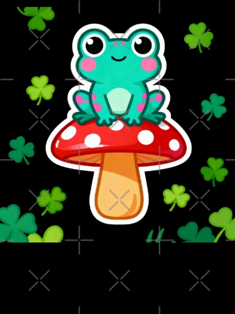 Cute Frog on Mushroom Sticker – Kawaii Cottagecore Frog Art by MiniPrintMagic