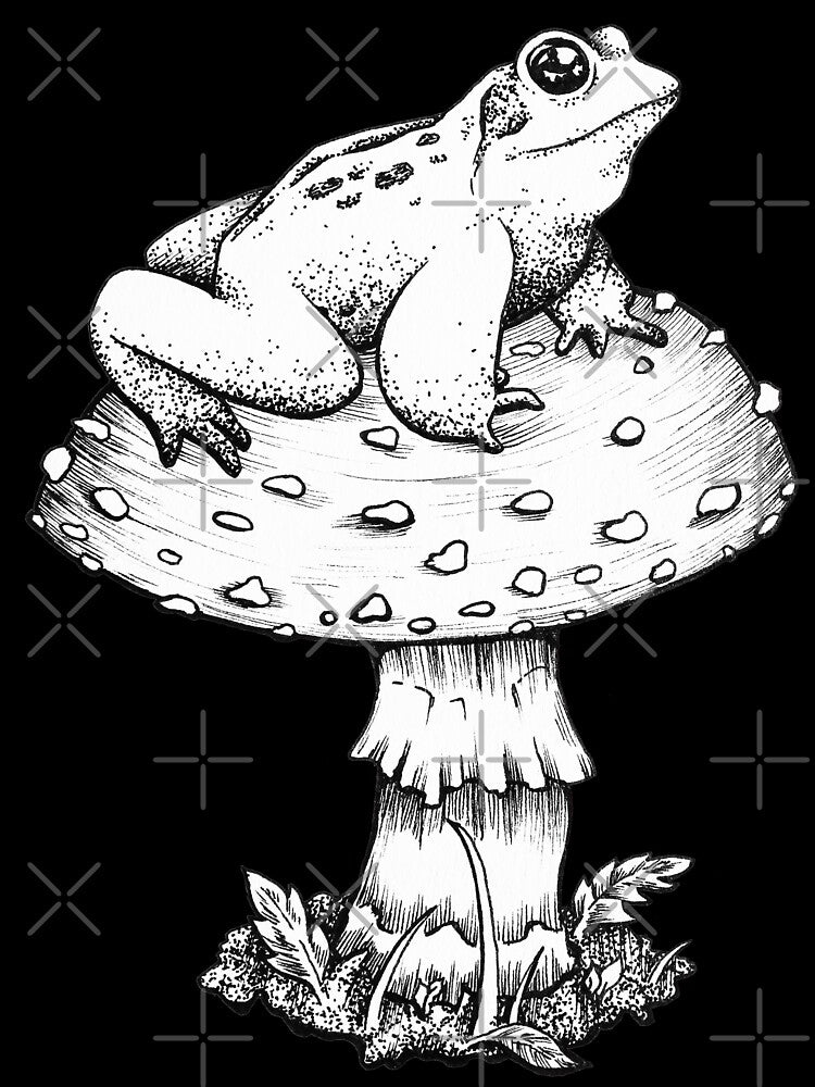 Happy Frog On Mushroom by lozzanova