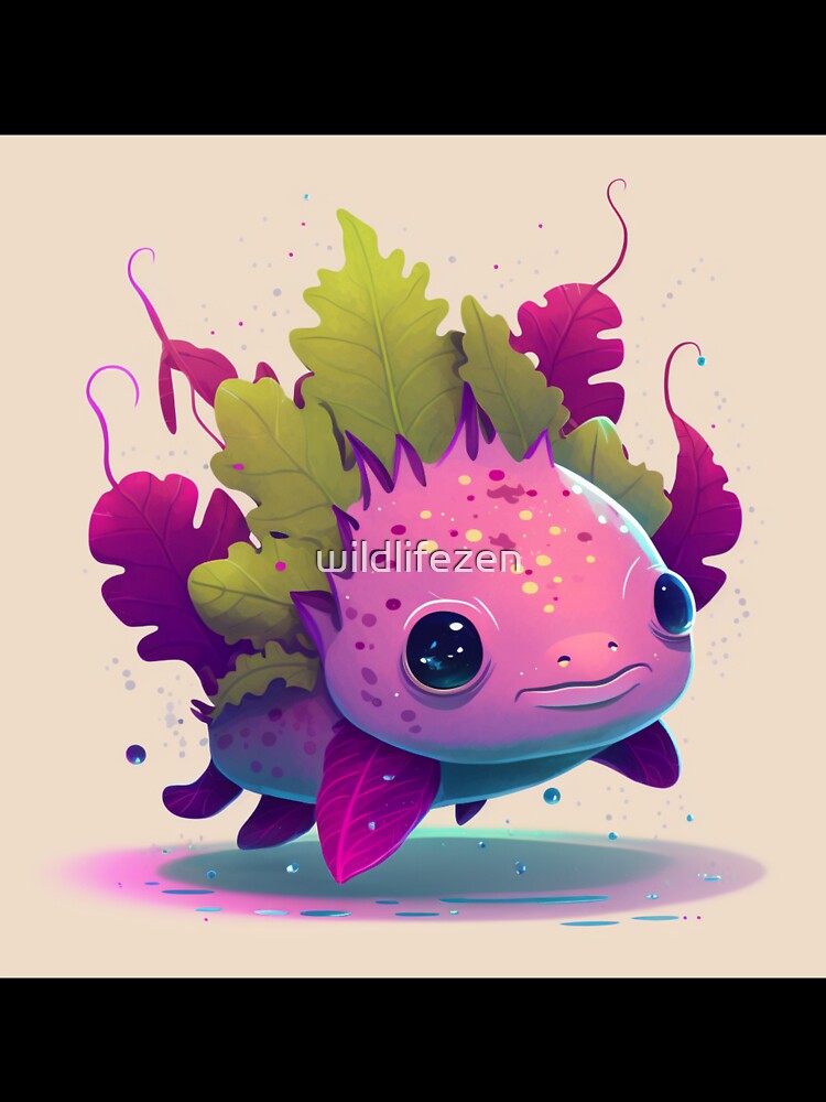 Pink Cute Axolotl - axolotl art by wildlifezen