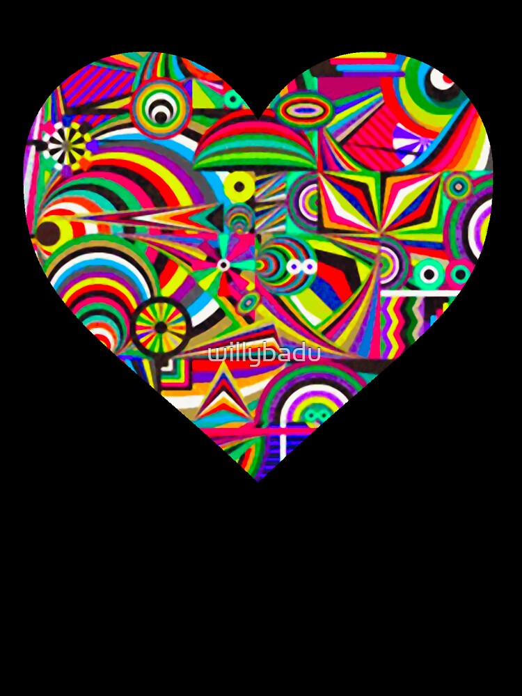 Psychedelic Acid Trip Geometric Blacklight Rave Heart by willybadu