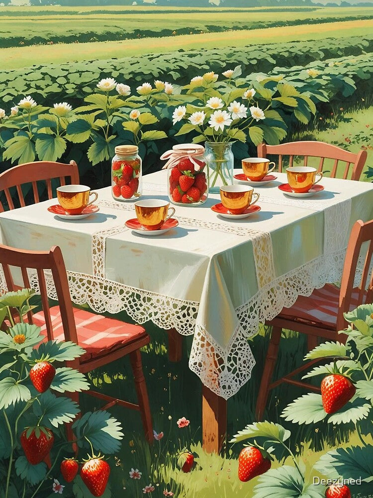 Strawberry Mornings – A Cottagecore Breakfast Scene by Deezyned