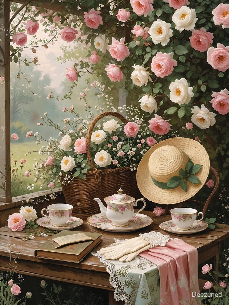 Afternoon Tea in the Garden – Cottagecore Period Elegance by Deezyned