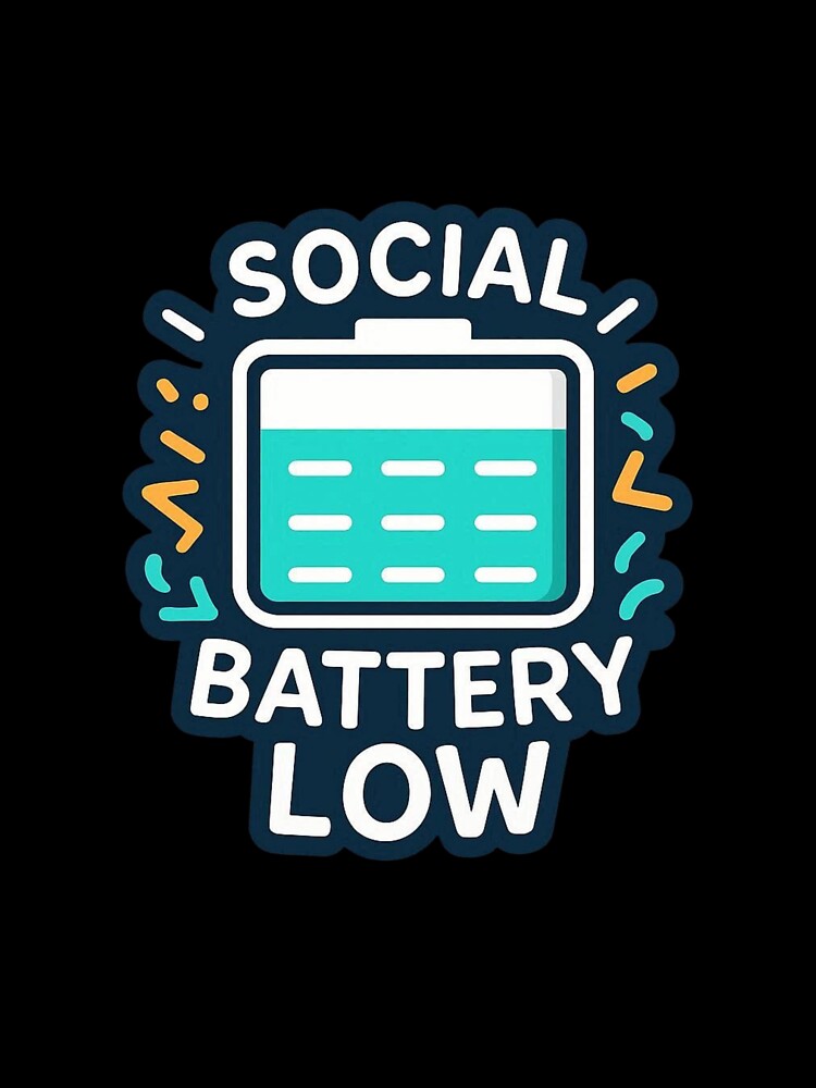 Social Battery Low Funny Introvert T-Shirt by echoink-studio