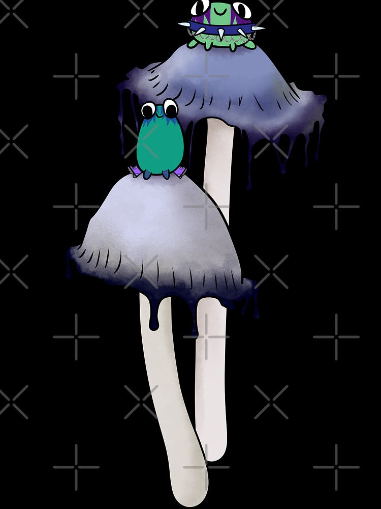 Alt frogs on inkcap mushroom by Juxtathesis