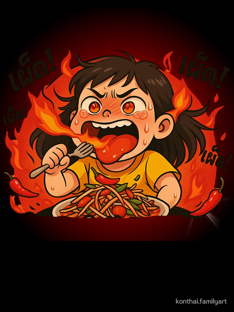 Spicy Thai Food Challenge – Funny Cartoon Design by konthai.familyart