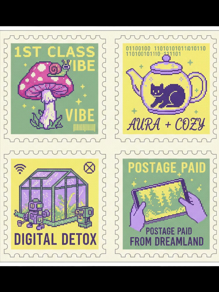 Aesthetic Postage Stamp Sticker Pack - Sage Green Digital Detox Journaling Set by Ishqkidua