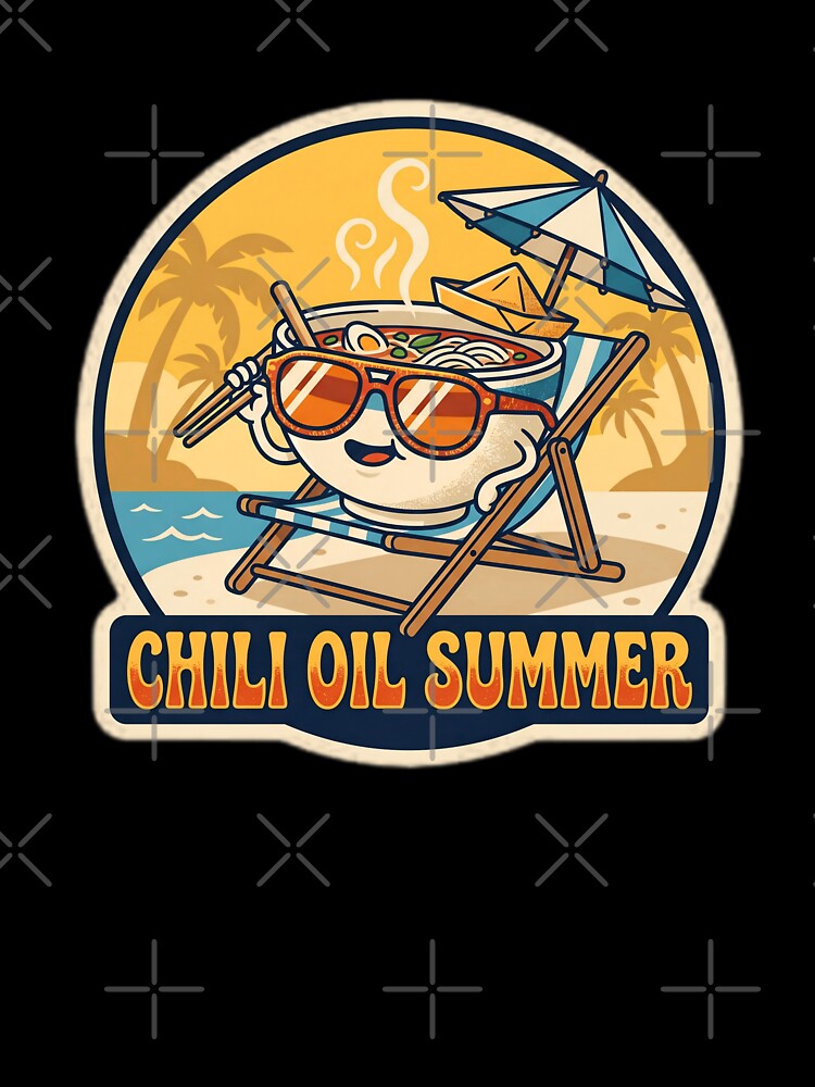 Chili Oil Summer Retro Ramen Beach Vacation by Oommen Studio