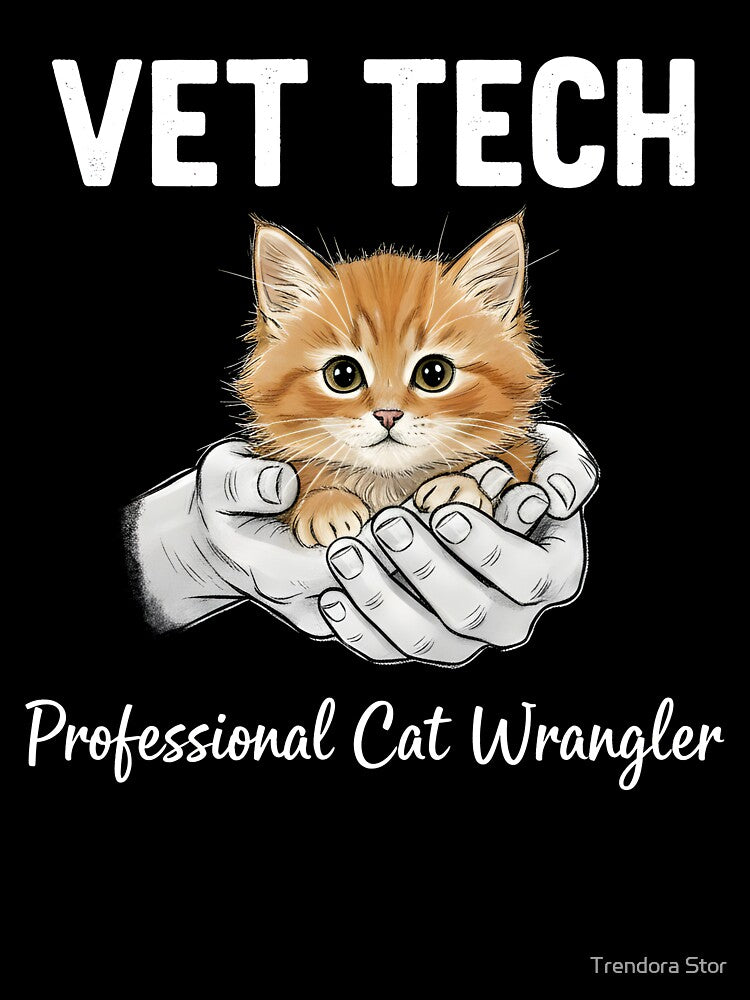 Funny Vet Tech Professional Cat Wrangler Orange Kitten by Trendora Stor