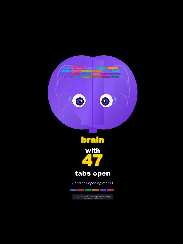 Brain With 47 Tabs Open ADHD Humor by CHAOS_CLUB