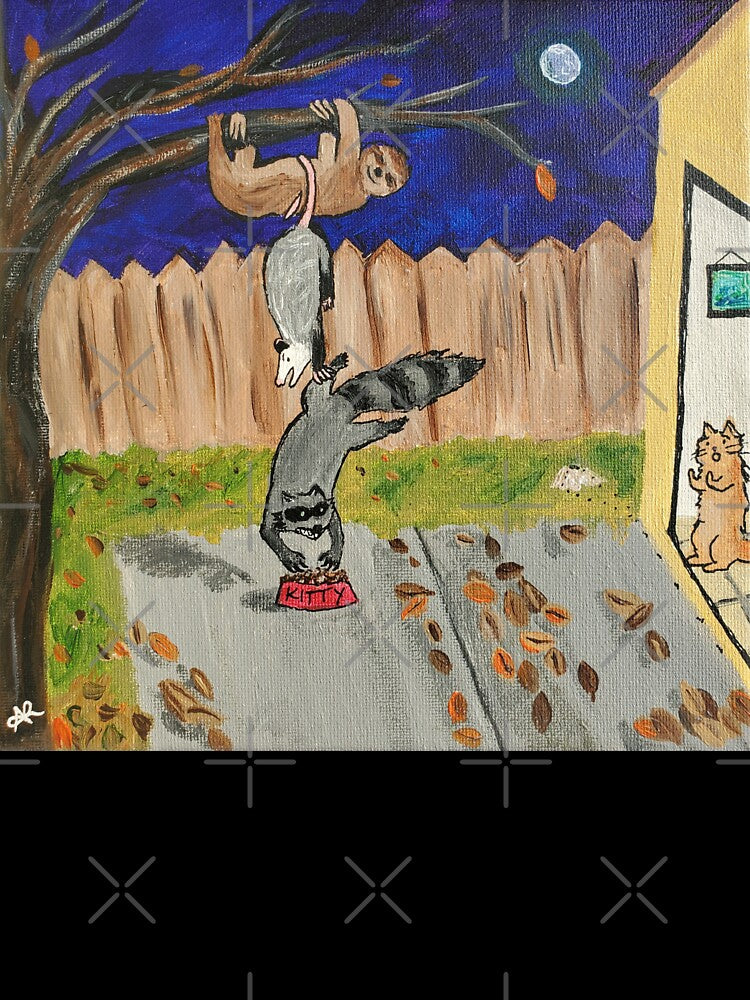 The Heist, Opossum, Raccoon, Sloth, Cat Painting by Joyful Chaos Art