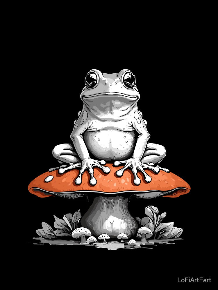 Toad Guy On Top A Mushroom: Vintage Aesthetic Frog Lover Design by LoFiArtFart