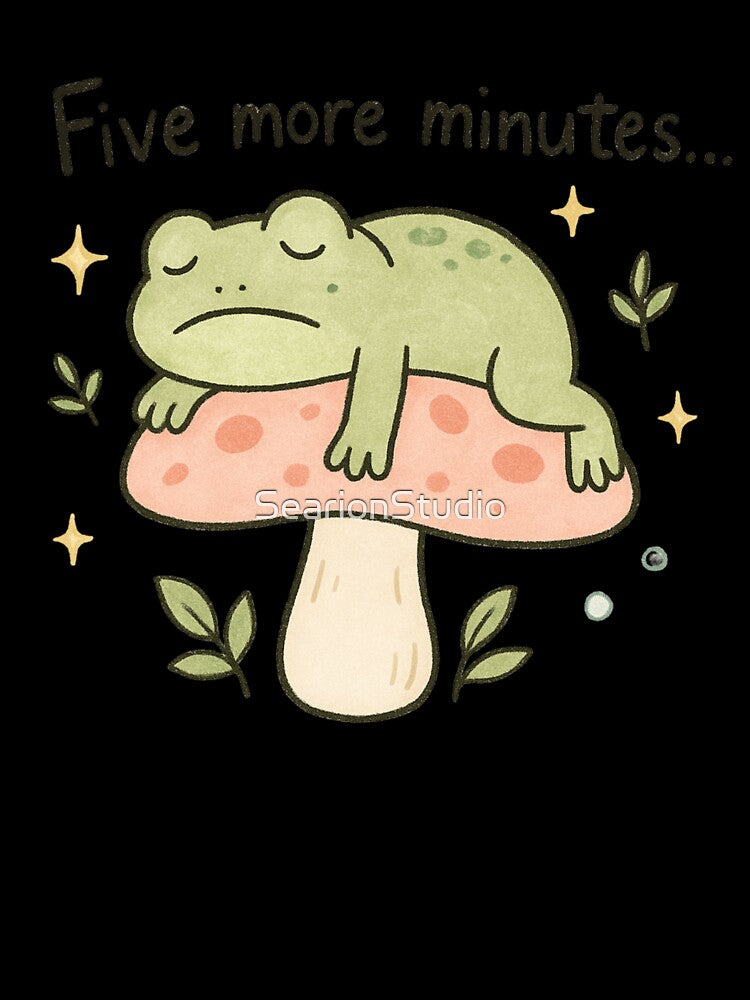 Cute Sleepy Frog on Mushroom PNG - Funny Frog Quote Clipart by SearionStudio