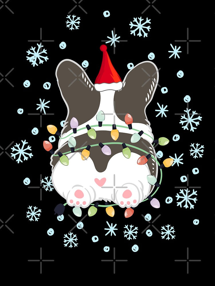 Cute Christmas Corgi Butt - Black and White by Lulupainting