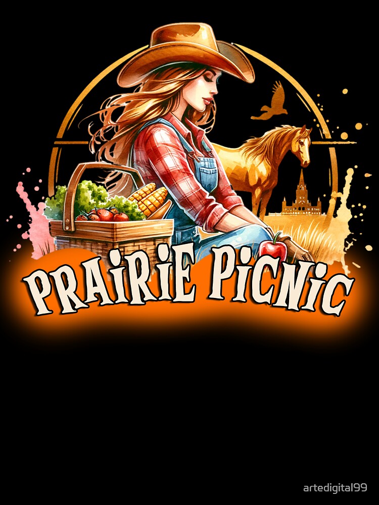 Wild West Cowgirl Vibes- prairie picnic - Tshirt, Mugs, Stickers & More by artedigital99