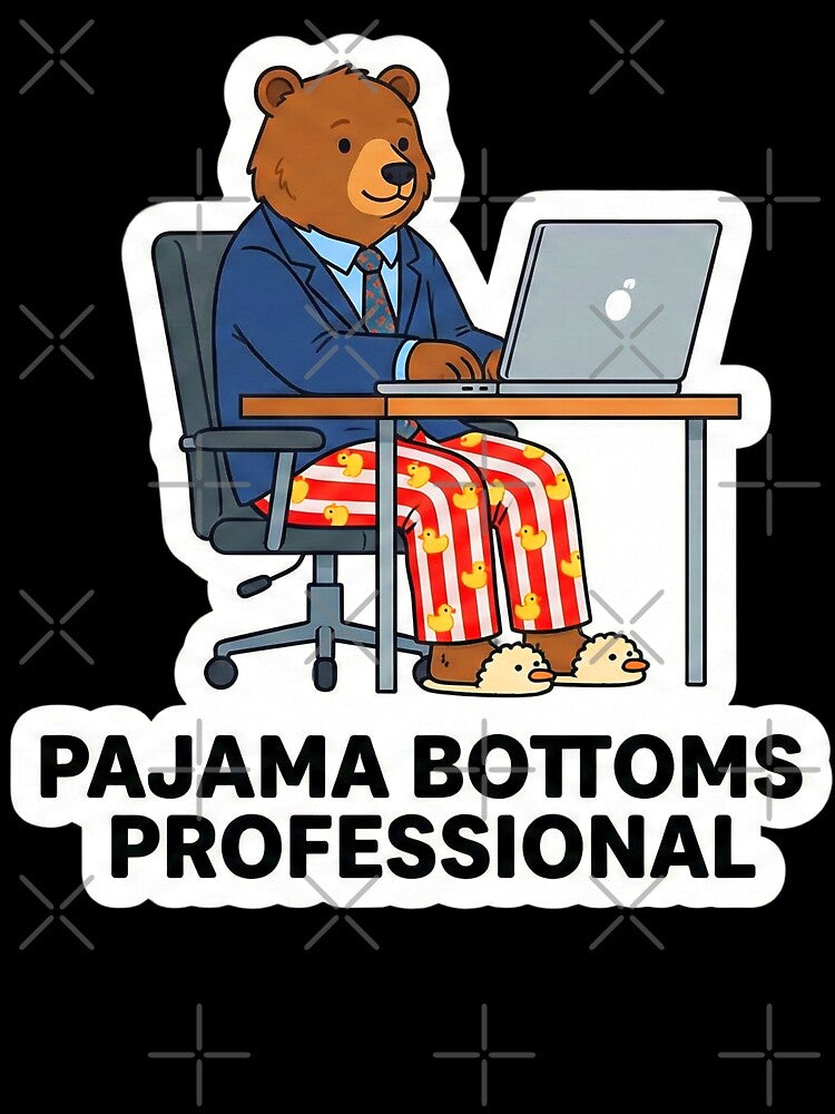 Pajama Bottoms Professional - Funny Work From Home Bear by Rengwear