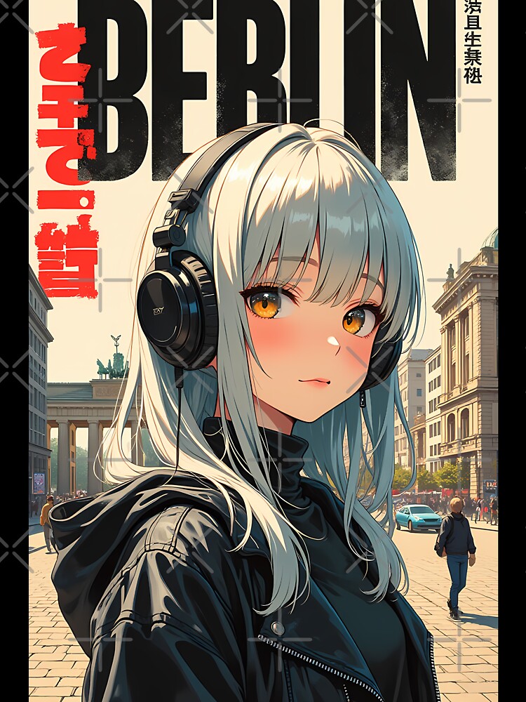 BERLIN Germany - 90s Retro Anime Travel Poster - Underground Techno Cyberpunk by ShadowsInk