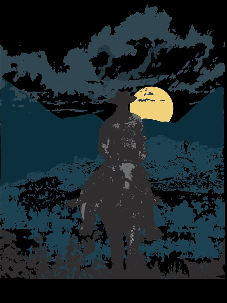 Western Lone Cowboy Shirt Country Rancher Riding Into Sunset by Creekman Designs