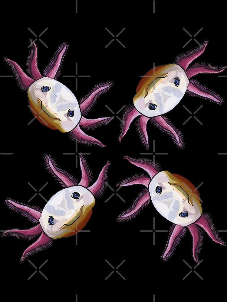 Smiling Axolotl pattern - Pink Axolotl by BeeFoxTree