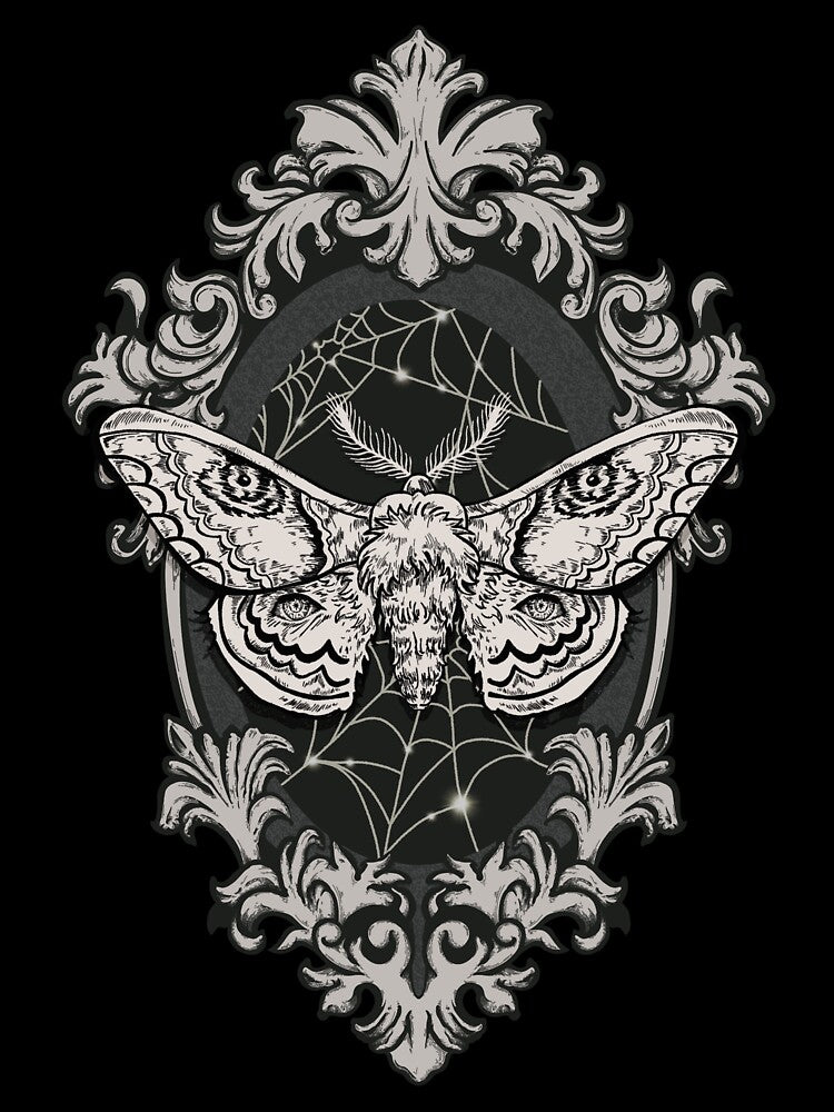 Victorian Goth Moth in Frame - Monotone by Arcane Orchid