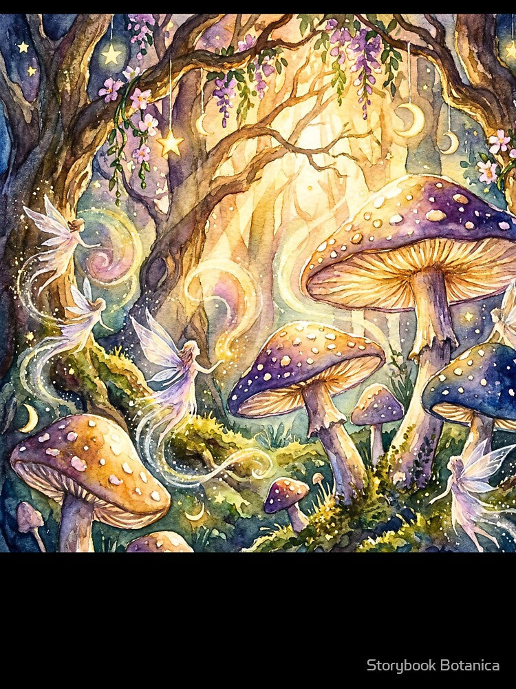 Enchanted Fairy Mushroom Moonlight Forest by Storybook Botanica