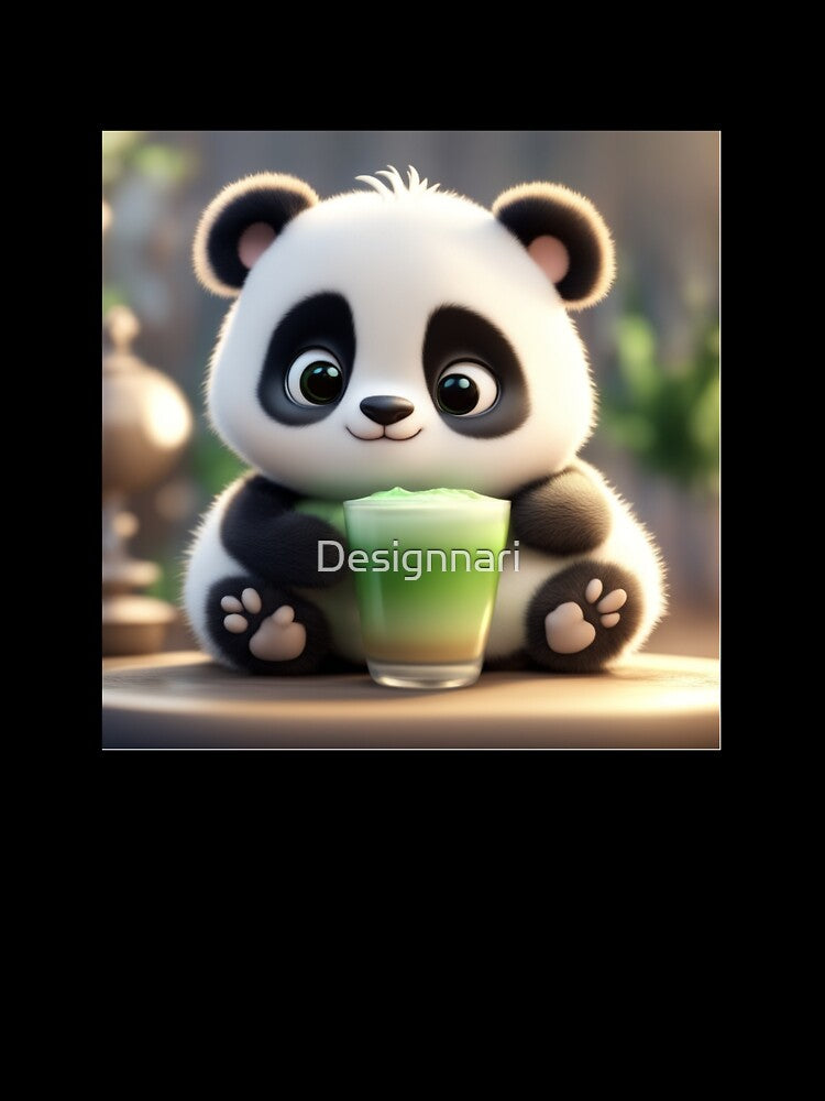 Sleepy Panda with Matcha Latte – Cute Aesthetic Matcha Lover T-Shirt by Designnari
