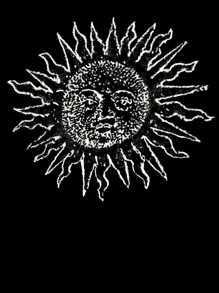 Medieval Sun Engraving - Whimsigoth Aesthetic - White Version by Arcane Orchid