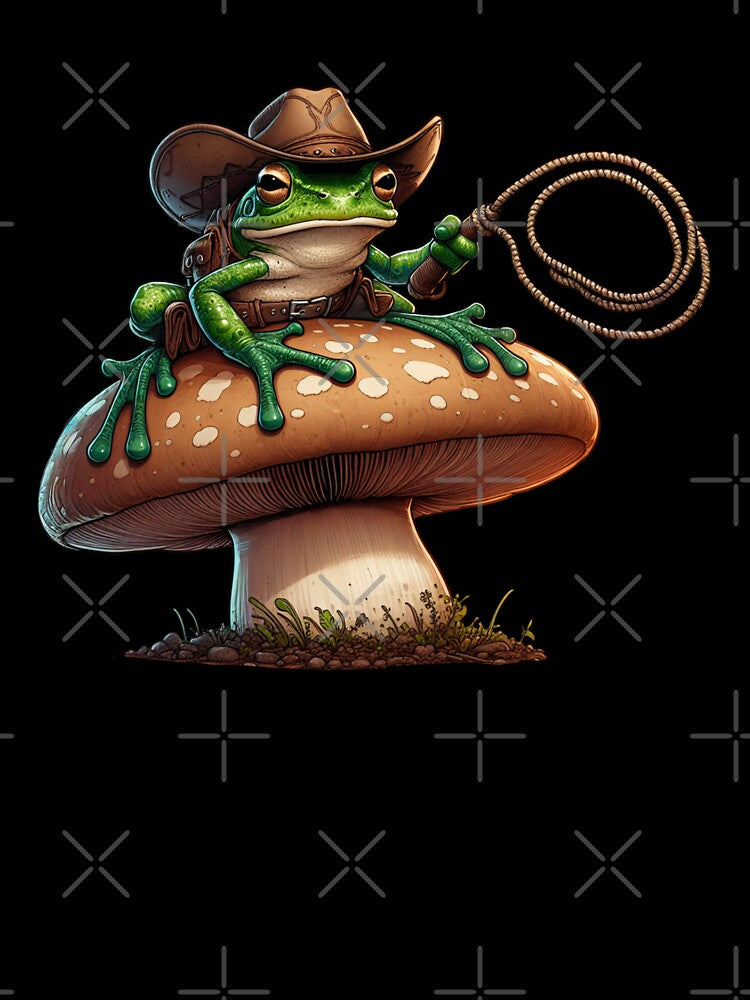 Cowboy Frog on a Mushroom, Frog Cowboy Hat by LittleLoveFinds
