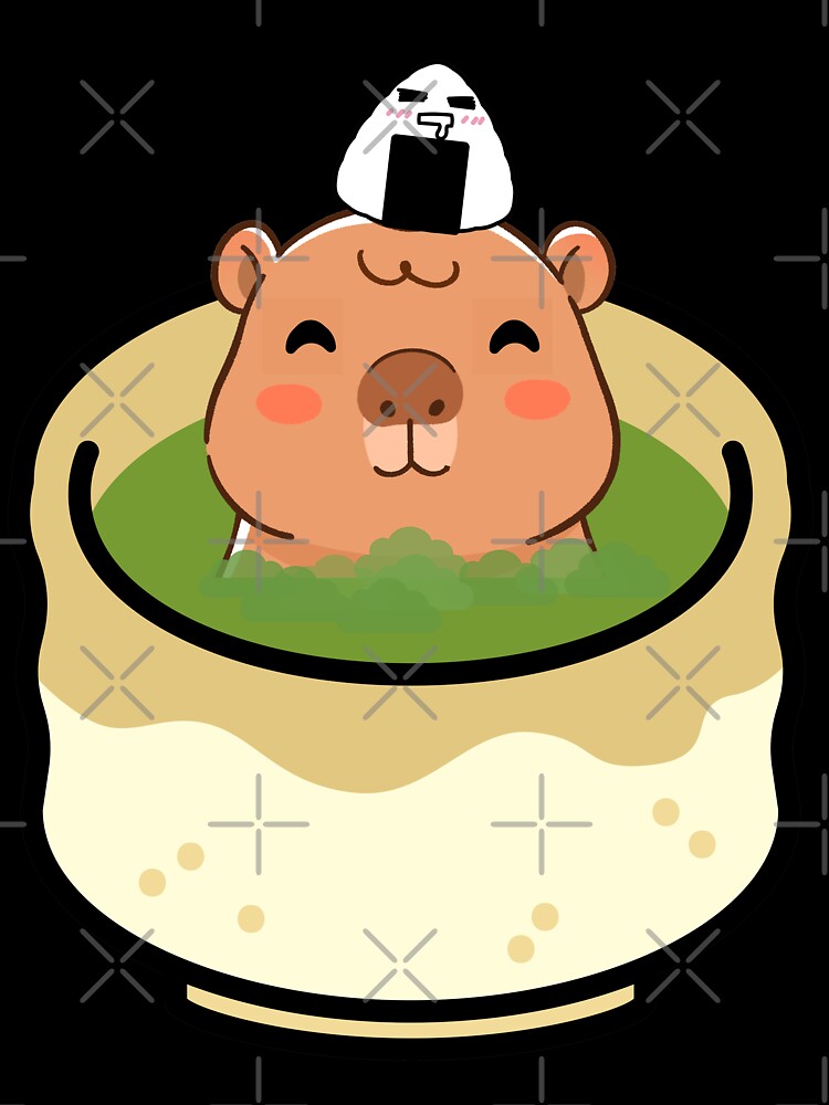 Cute Capybara Matcha Latte Bath - Kawaii Green Tea Onsen by Kanniax