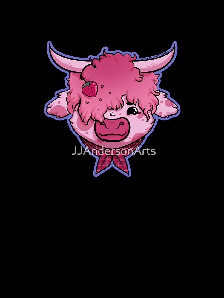 Strawberry Milk Highland Cow by ElderflowerArtist