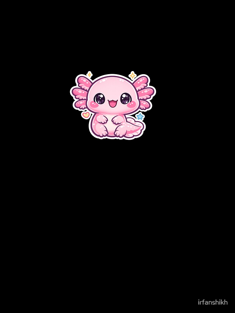 Cute Pink Axolotl Kawaii Cartoon – Adorable Pastel Axolotl Sticker & T-Shirt Design by irfanshikh