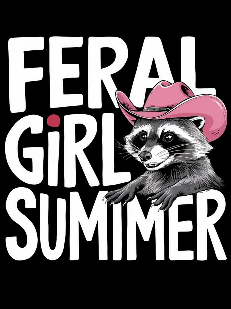 Raccoon head with the words "FERAL GIRL SUMMER" by MyNiceDesigns