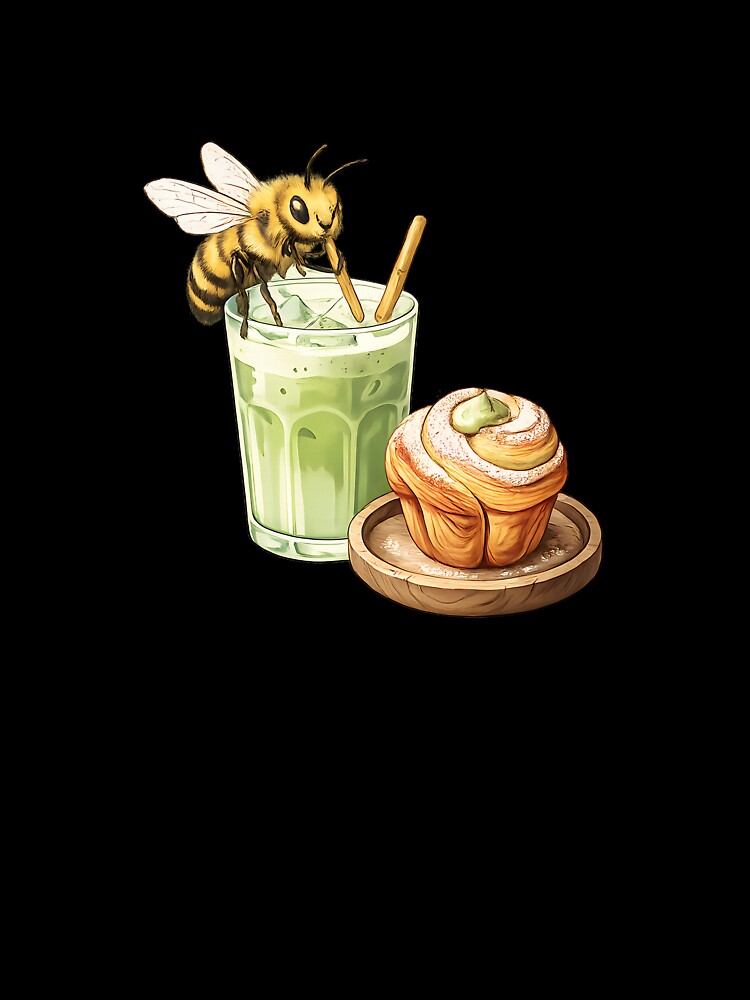 Matcha & Cozy Vibes Bee Illustration by IRYNASHOP