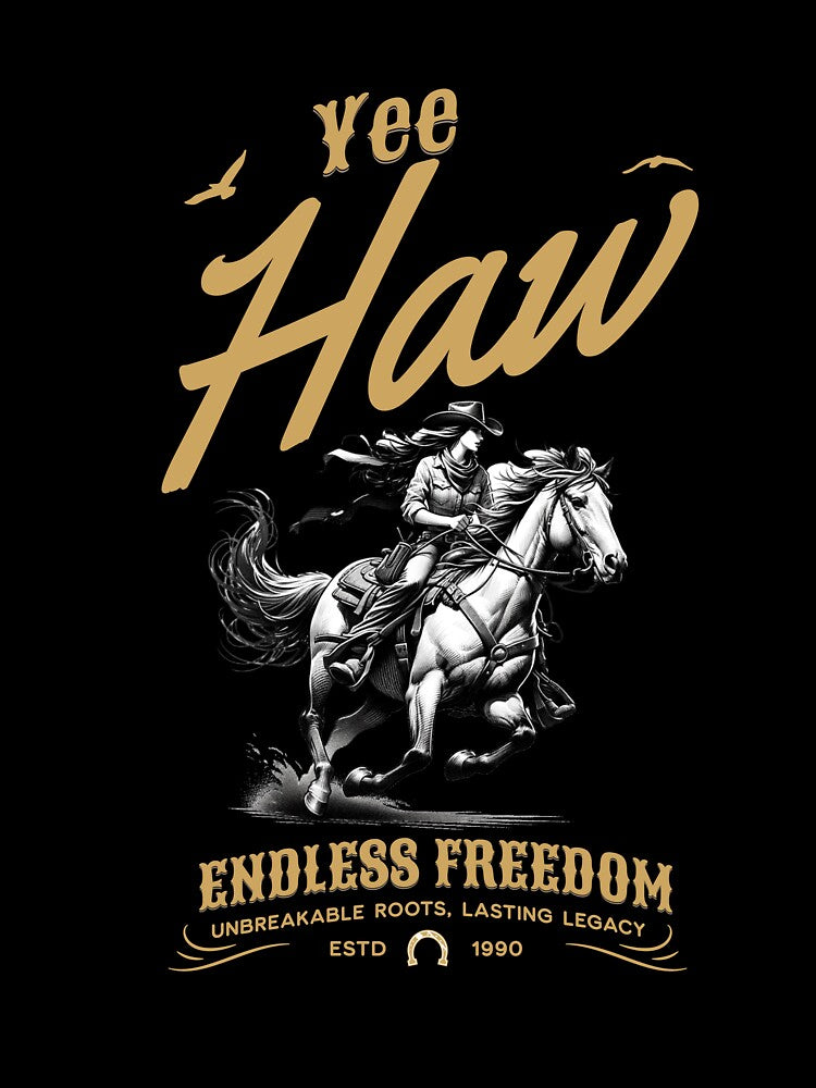 Yee Haw Cowgirl Riding Horse Vintage Western by Broken Minimalister