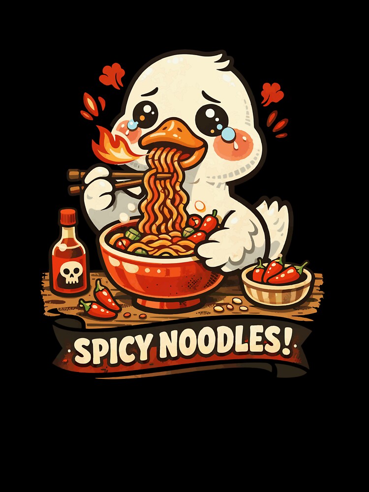 Spicy Noodles Duck – Cute Funny Food Illustration by Mikoff04-arts