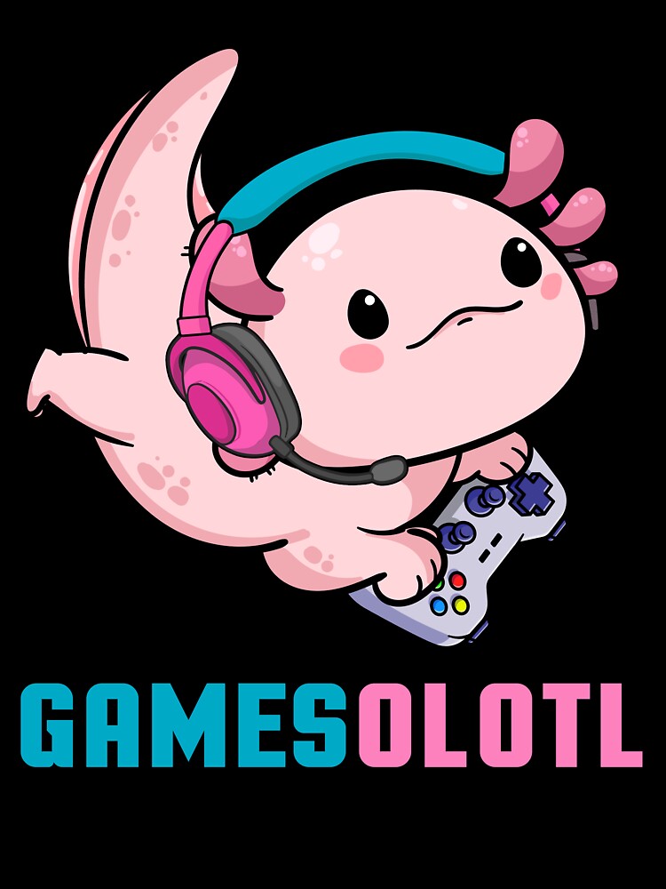 Pink Axolotl Playing video games Gamesalotl by JuliaPop