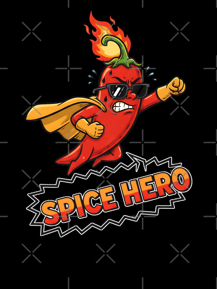 Spice Hero T-Shirt – Funny Chili Pepper Superhero Design for Hot Sauce Lovers, Foodies, and Spice Enthusiasts by justyna-s28