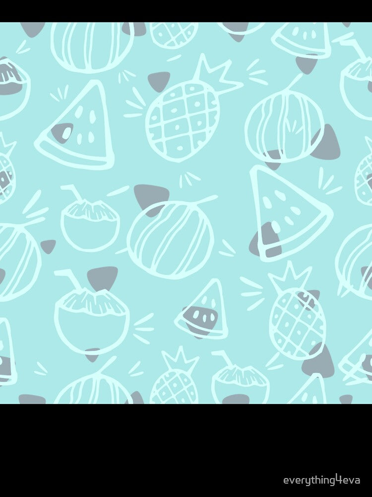 Pastel Blue Tropical Fruit Sketches Pattern by everything4eva