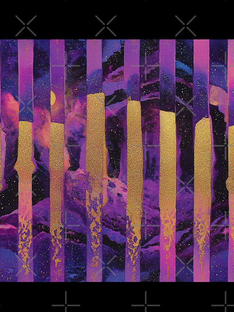 Celestial Purple Gold Stripe Pattern by bubblegoth