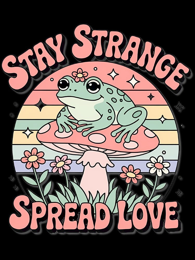 Frog on Mushroom Vintage Retro Sunset Vibe by Jesse Bennett