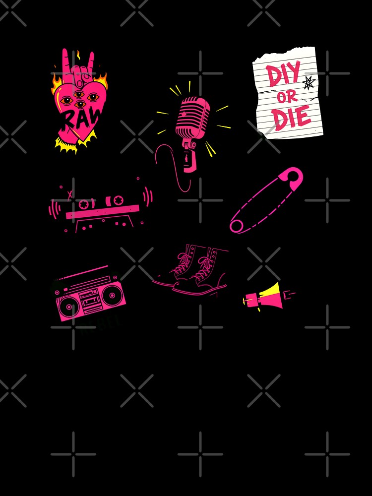 Neon Neon Rebel Music & Street Sticker Set | Punk DIY Icons by Imaginationbeyond