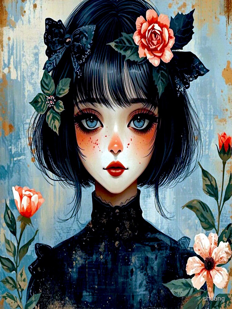 Gothic Girl Floral Portrait by shaang
