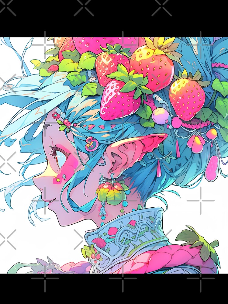 Pastel Blue Strawberry Elf Anime Girl by bubblegoth