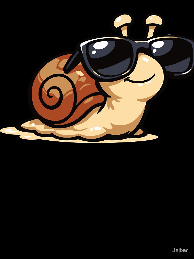 A cool snail wearing sunglasses while slowly moving forward. The design humorously celebrates slow living and relaxed personalities. by Dejbar