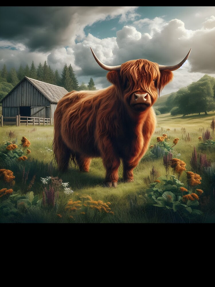Highland Cow in field by DT creations