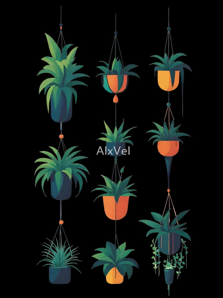 Hanging Indoor Plants Minimalist Illustration by AlxVel