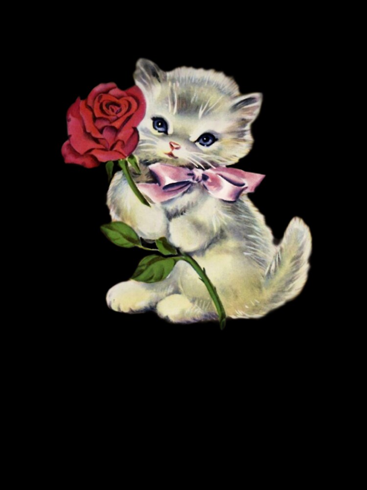 Coquette Vintage Cat with rose by Pixiedrop